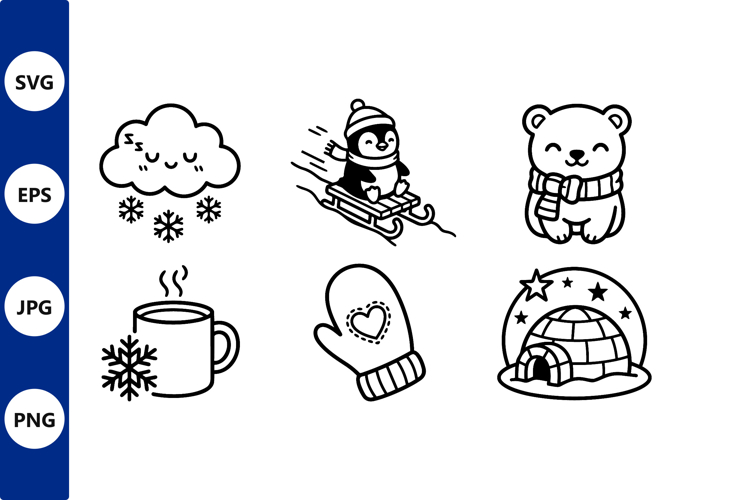 Cute Winter Icons Set