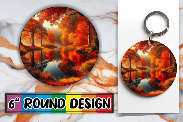 Timeless Round Ornaments Sublimation PNG, Autumn