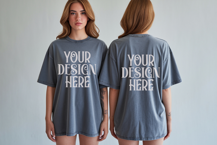 Granite Comfort Colors 1717 Front & back T shirt Mockup