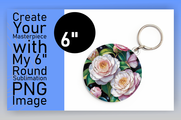 Stylish Round Design Keychain Template , Flowers