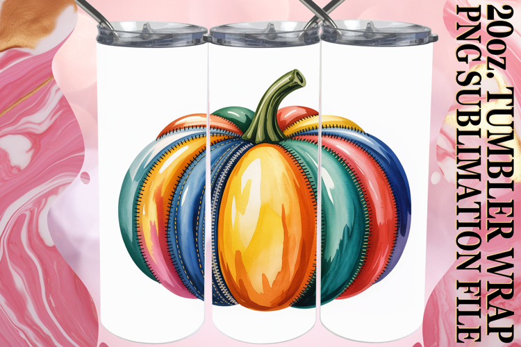 JOYFUL WHISPERS 20oz TUMBLER WRAP, Pumpkin Watercolor