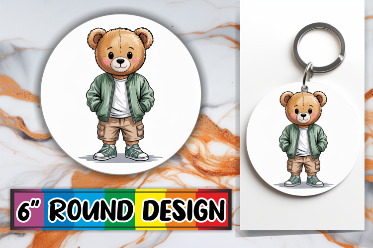 Blissful Round Designs PNG, Teddy Bear