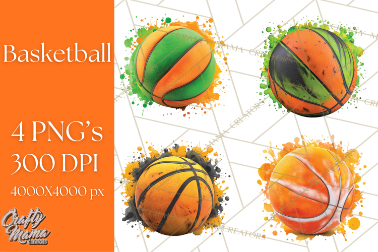 Basketball Clipart PNG with Team Color Paint Splash Design