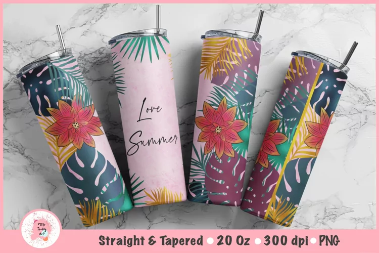 Tropical Sublimation Tumbler | Palm Leaves PNG