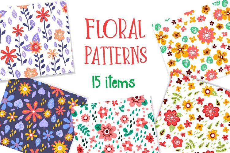 Floral Patterns - 15 non-repeating flower designs example image 1