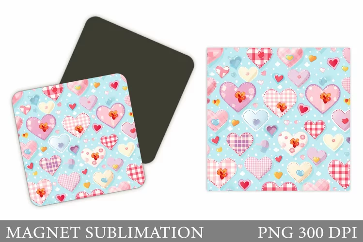 Hearts Magnet Sublimation. Colorful Hearts Magnet Design