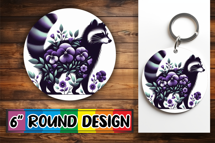Luminous Round Ornaments Sublimation PNG, Flower Animals
