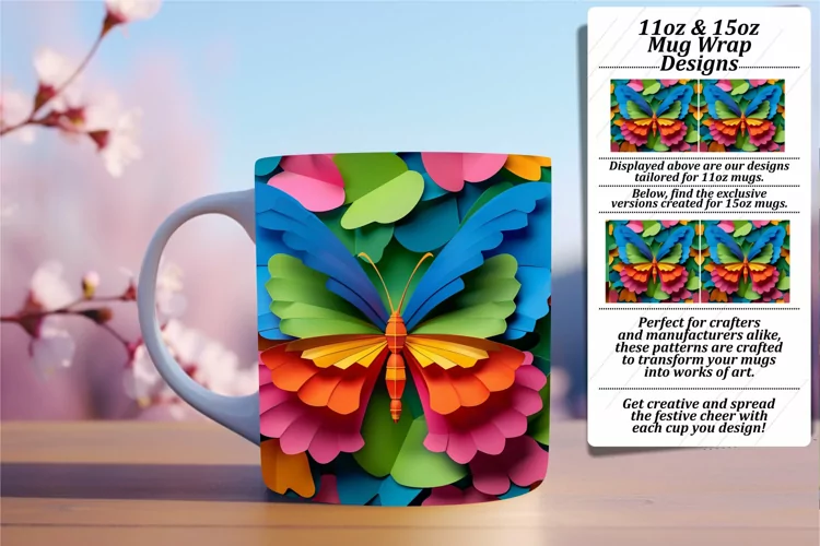 Radiant Spring Butterfly Mug Wrap
