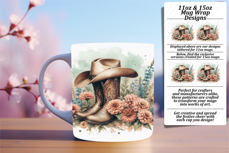 LUXE PNG Mug Wrap Design 15oz , Western