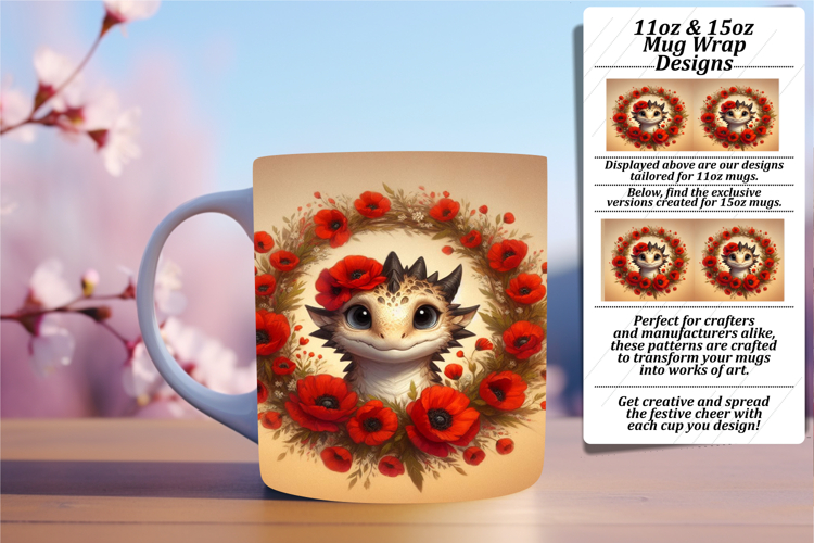 Gorgeous 15oz Mug Wrap Png Template , Dragon