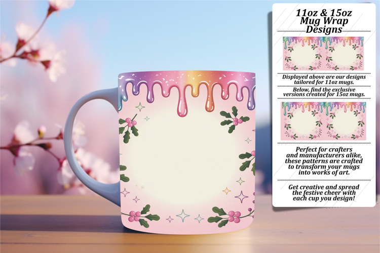 Radiant 11oz Mug Wrap Png Template , Christmas