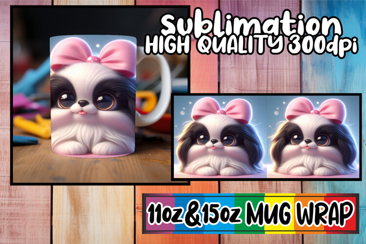 Lively afternoons 11oz 15oz sublimation wrap, 3D Dog example image 1