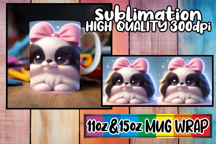 Lively afternoons 11oz 15oz sublimation wrap, 3D Dog