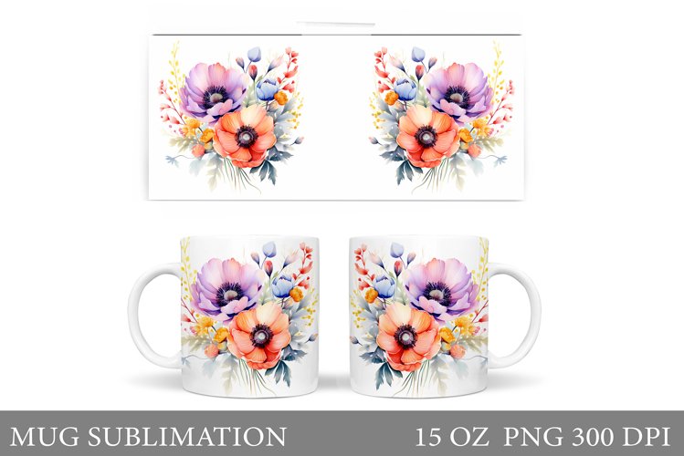 Flowers Mug Design. Floral Mug Sublimation example image 1