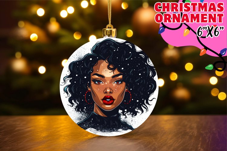 Bright Circle Keychain Design, Xmas Girl example image 1