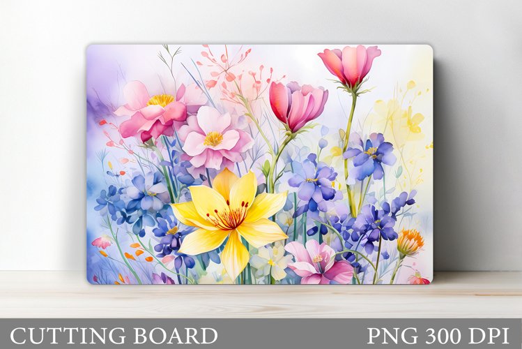 Wildflowers Cutting Board. Flowers Kitchen Cutting Board example image 1