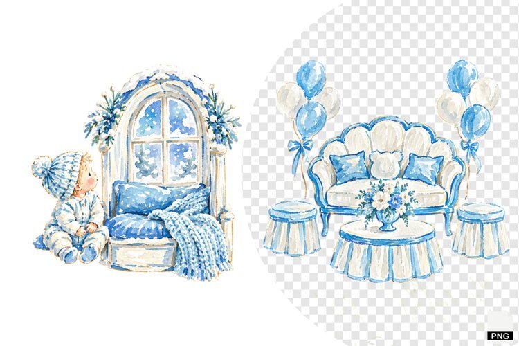 Winter Baby Shower Clipart example image 1