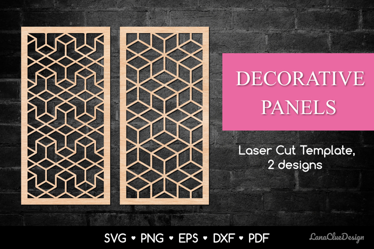 Decorative Panels with Geometric Pattern SVG, Laser Cut DXF