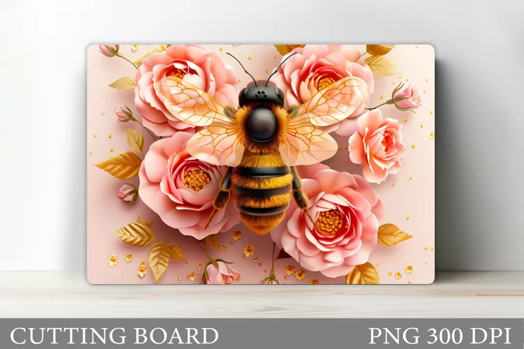 Bee Cutting Board Design. Flowers Cutting Board Sublimation