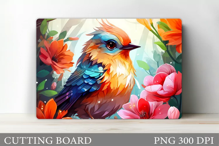Bird Cutting Board Sublimation. Flowers Cutting Board
