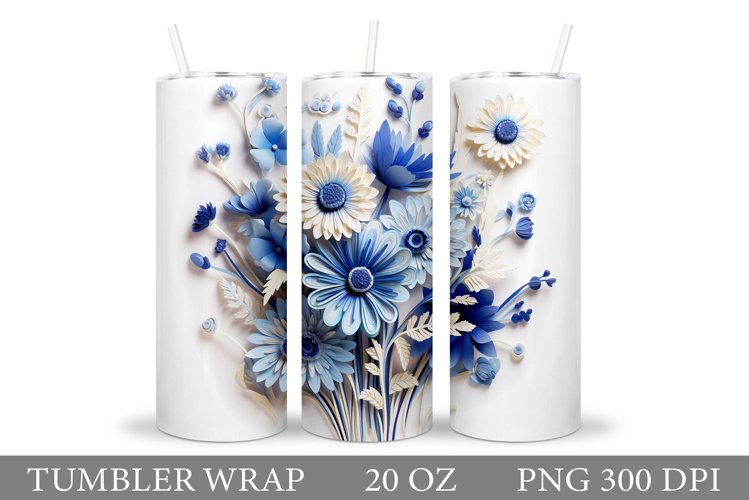 3D Flowers Tumbler Design. Flowers Tumbler Wrap Sublimation