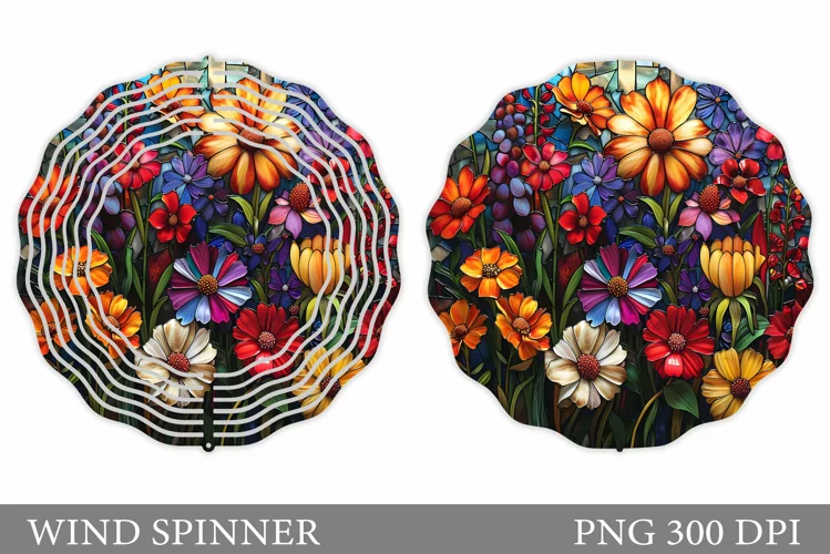 Flowers Wind Spinner Design. Flowers Wind Spinner Template