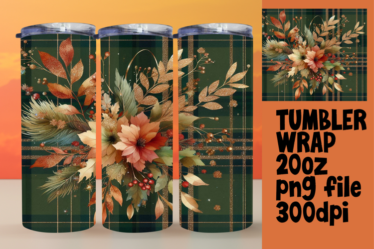 Sublimation Designs for 20oz Tumbler , Autumn Flower example image 1