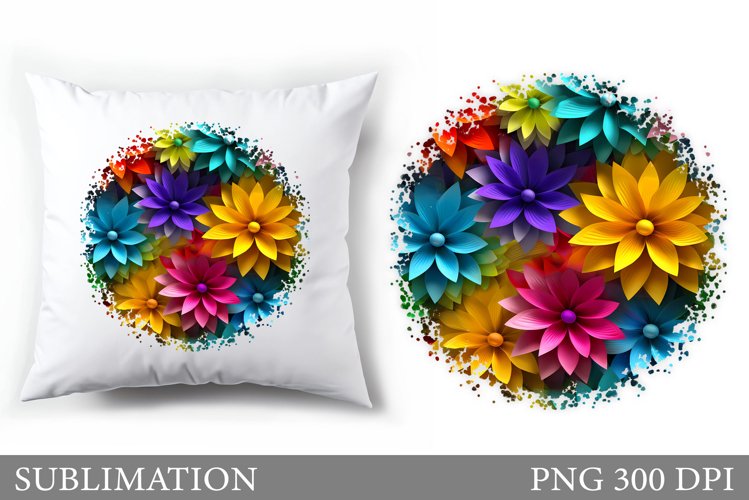 Flowers Pillow Sublimation. Summer Sublimation example image 1