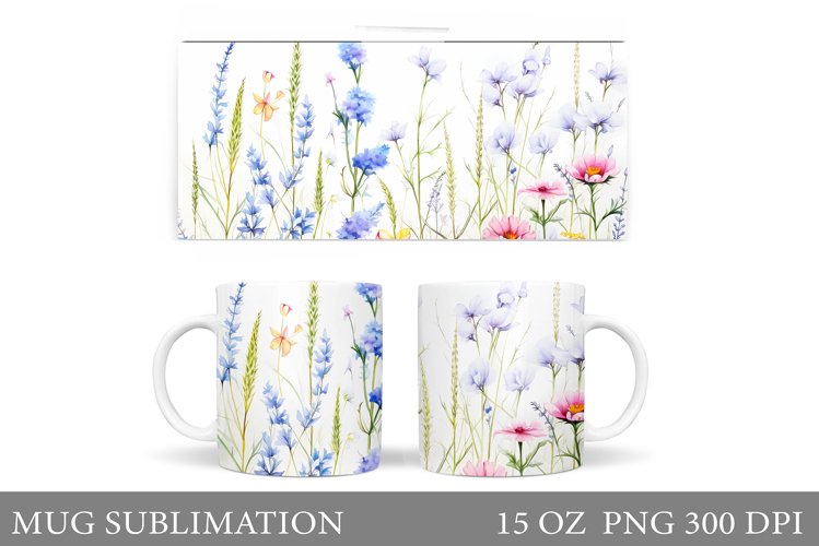 Flowers Mug Sublimation. Wildflowers Mug Sublimation example image 1