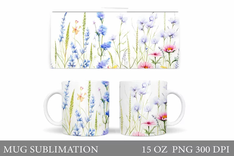 Flowers Mug Sublimation. Wildflowers Mug Sublimation