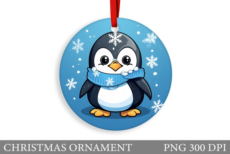 Cute Penguin Christmas Ornament. Winter Penguin Ornament example image 1