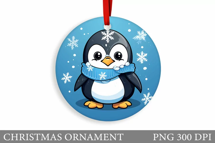 Cute Penguin Christmas Ornament. Winter Penguin Ornament