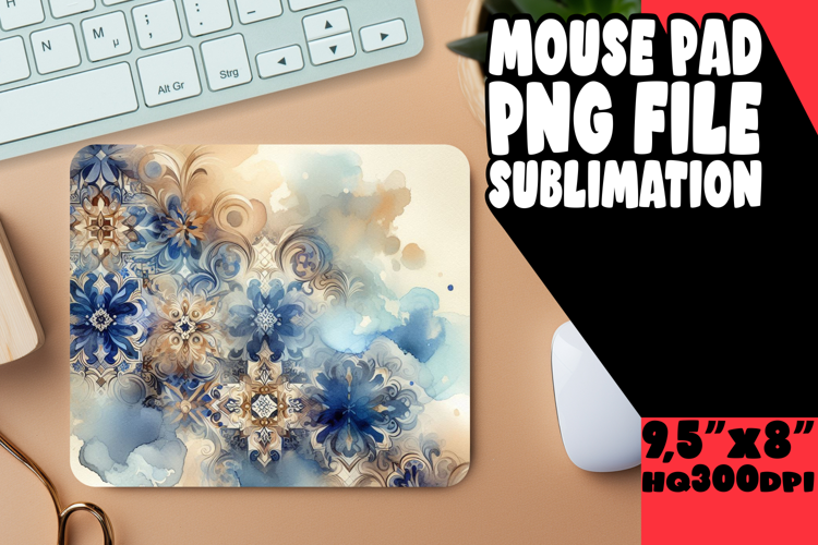 BLISSFUL MOUSE MAT PNG STYLE, Watercolor Patter