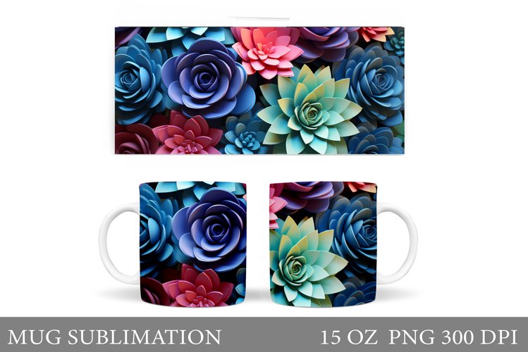 Succulents Mug Sublimation. Flowers Mug Design example image 1