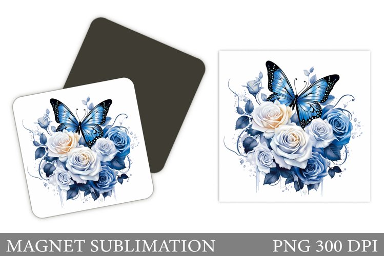 Butterfly Magnet Sublimation. Flowers Roses Magnet Design
