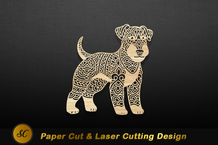 Ornate dog wood cutout pattern Laser cut