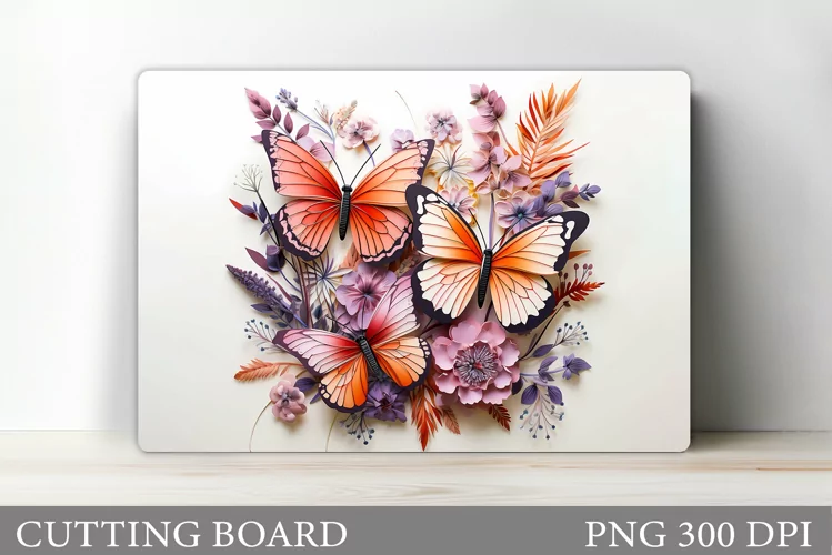 3D Butterflies Cutting Board. 3D Flowers Cutting Board