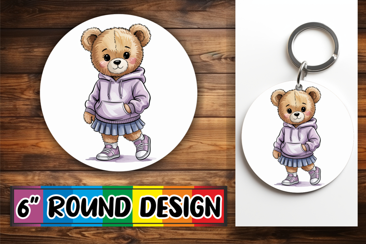 Playful Ornaments Circle Sublimation, Teddy Bear