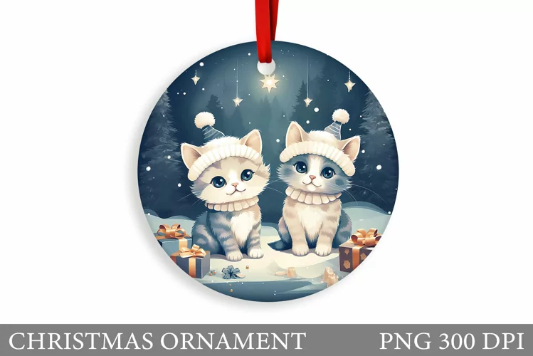 Christmas Cats Ornament. Winter Cat Christmas Ornament
