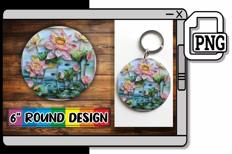 Spring Blooming 3D Keychain Circle Design For Sublimation