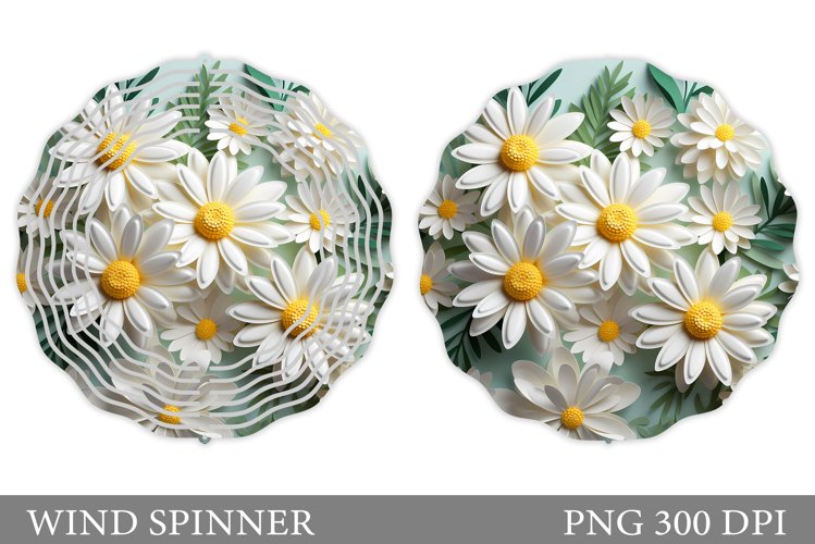 Daisy Flowers Wind Spinner. Flowers Spinner Sublimation example image 1
