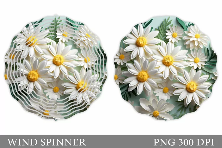 Daisy Flowers Wind Spinner. Flowers Spinner Sublimation