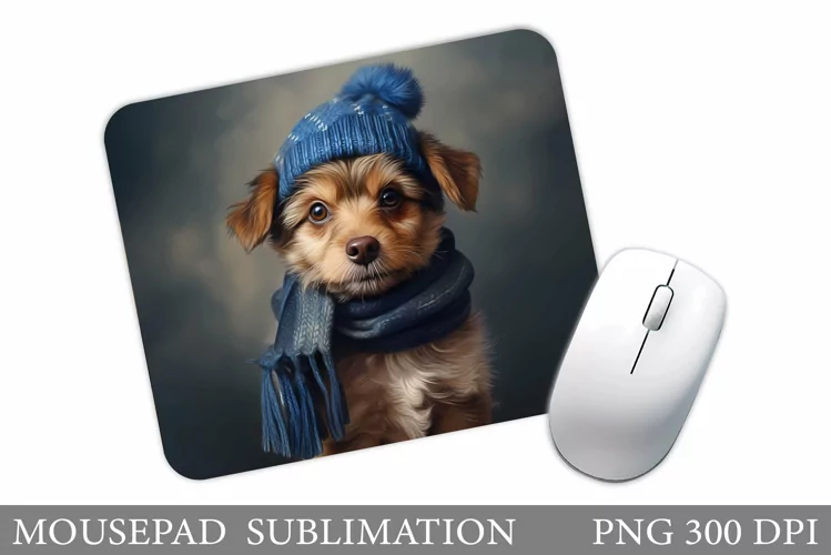 Cute Dog Mouse Pad Sublimation. Winter Dog Mouse Pad