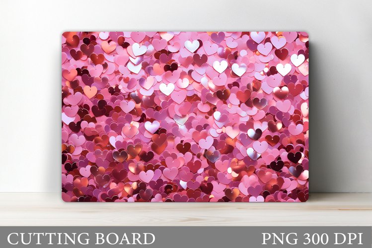 Hearts Cutting Board Sublimation. Valentines Cutting Board example image 1