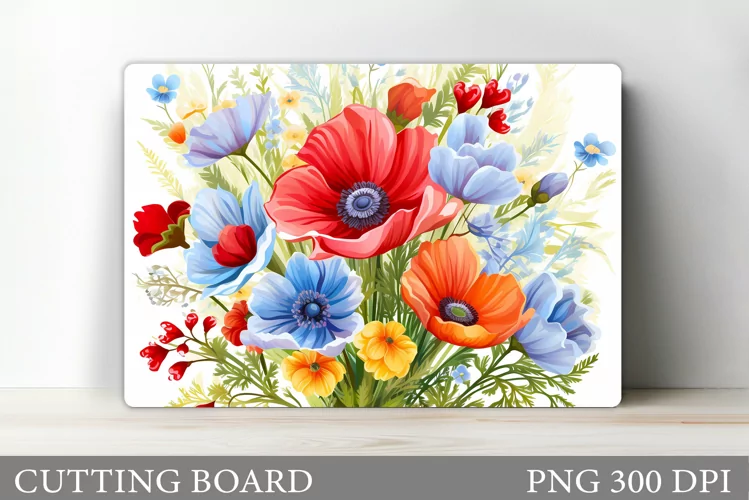 Flowers Cutting Board Sublimation. Wildflowers Cutting Board