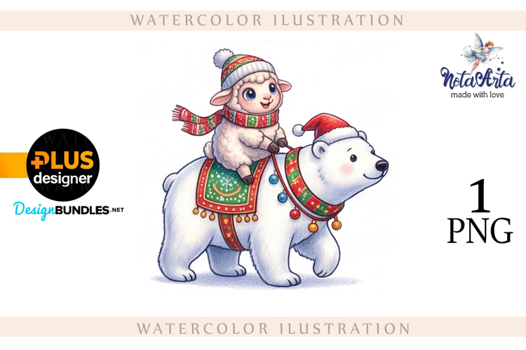 Christmas Sheep in Watercolor Style