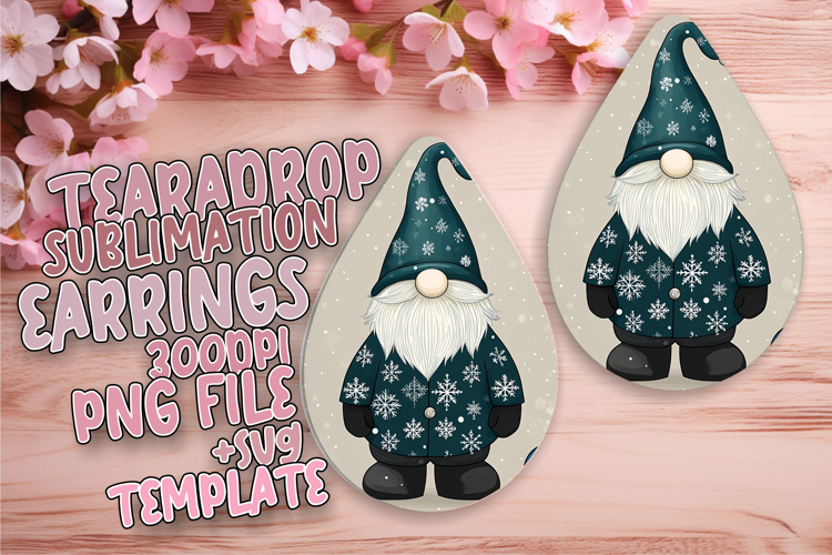 Playful Teardrop Earrings Design for Crafts , Gnome