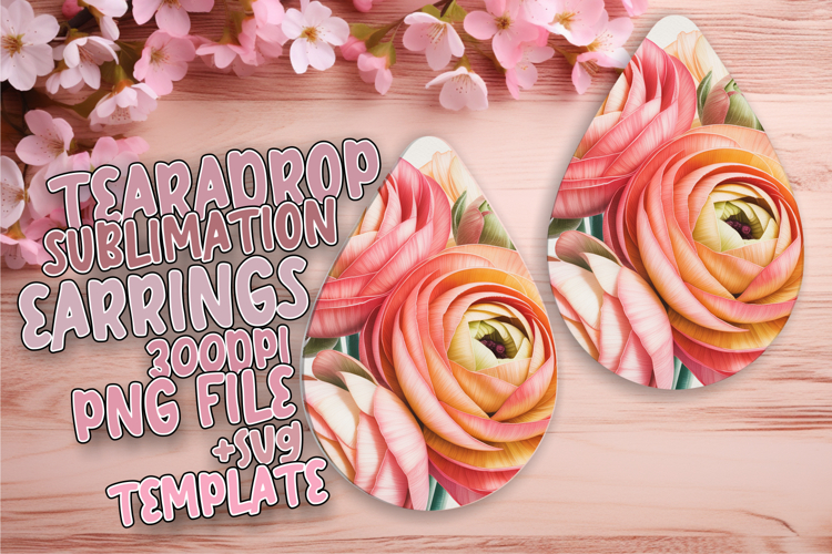 Trendy Teardrop Earrings Artwork for DIY , Flowers