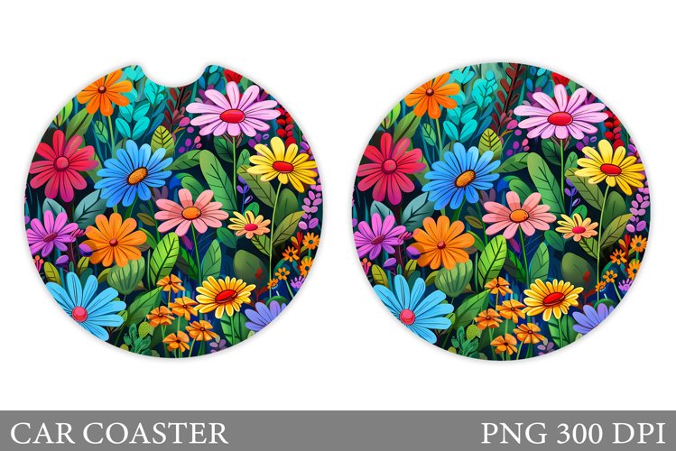 Flowers Car Coaster Design. Flowers Car Coaster Sublimation example image 1