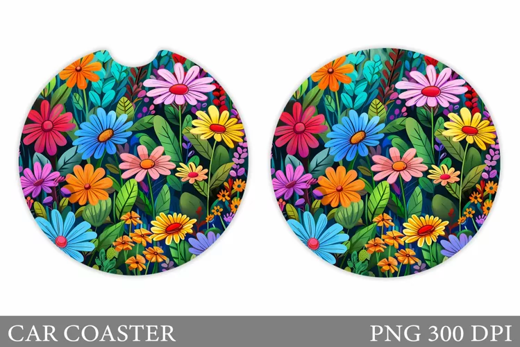 Flowers Car Coaster Design. Flowers Car Coaster Sublimation